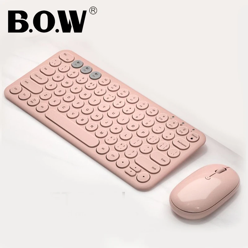 B.O.W  Multi-Device Keyboard Recharging with Easy-Switch for up to 3 Devices, Bluetooth Keyboard for iPad / Phone/ PC