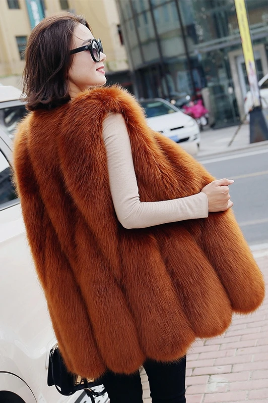 2020 new real natural whole hair fox vest women\'s long slim slimming fashion generous vest