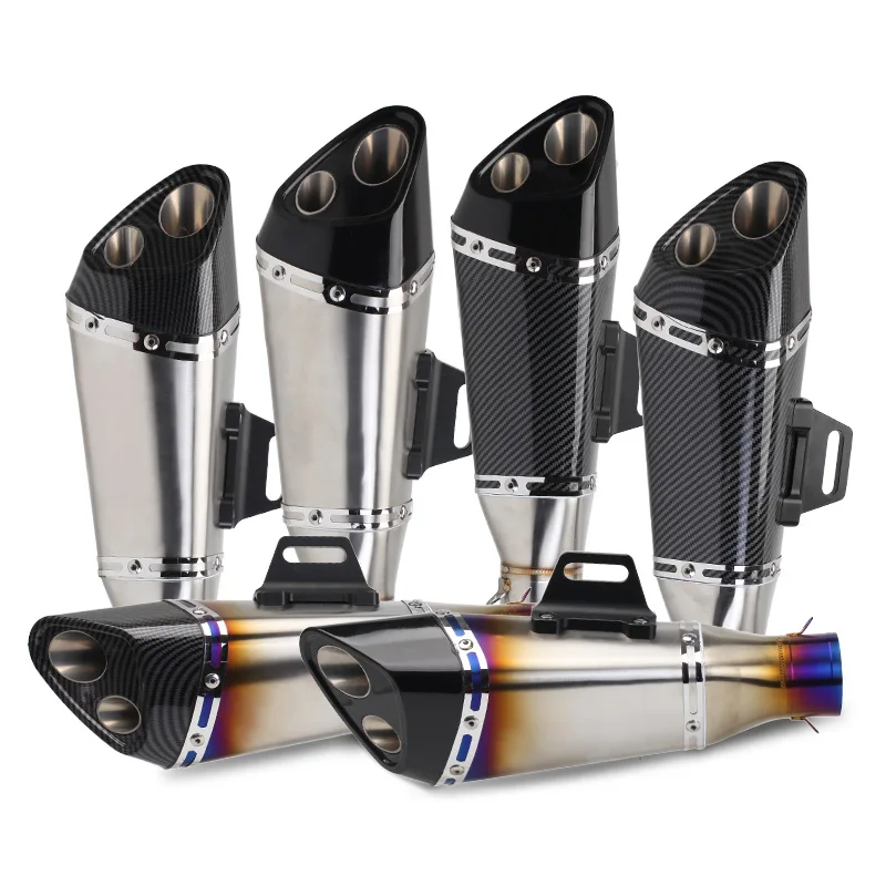

51mm Dazzling stainless steel universal motorcycle Exhaust pipe muffler dual outlet with DBKiller for Kawasaki NINJA400/650/1000