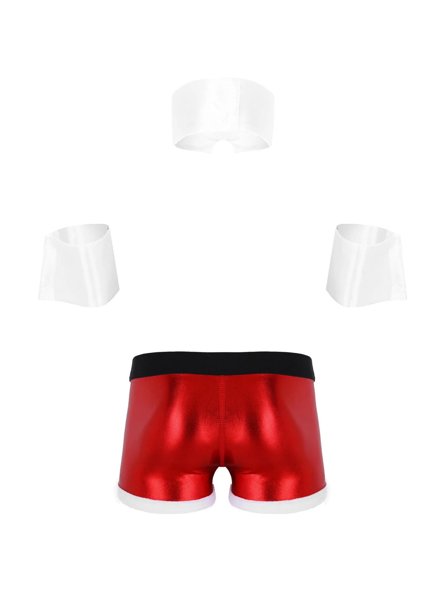 Männer Weihnachten Rollenspiel Kostüm Sexy Dessous Set Club Dance Outfits Kragen Manschetten mit Niedriger Taille Shorts Unterhosen Unterwäsche