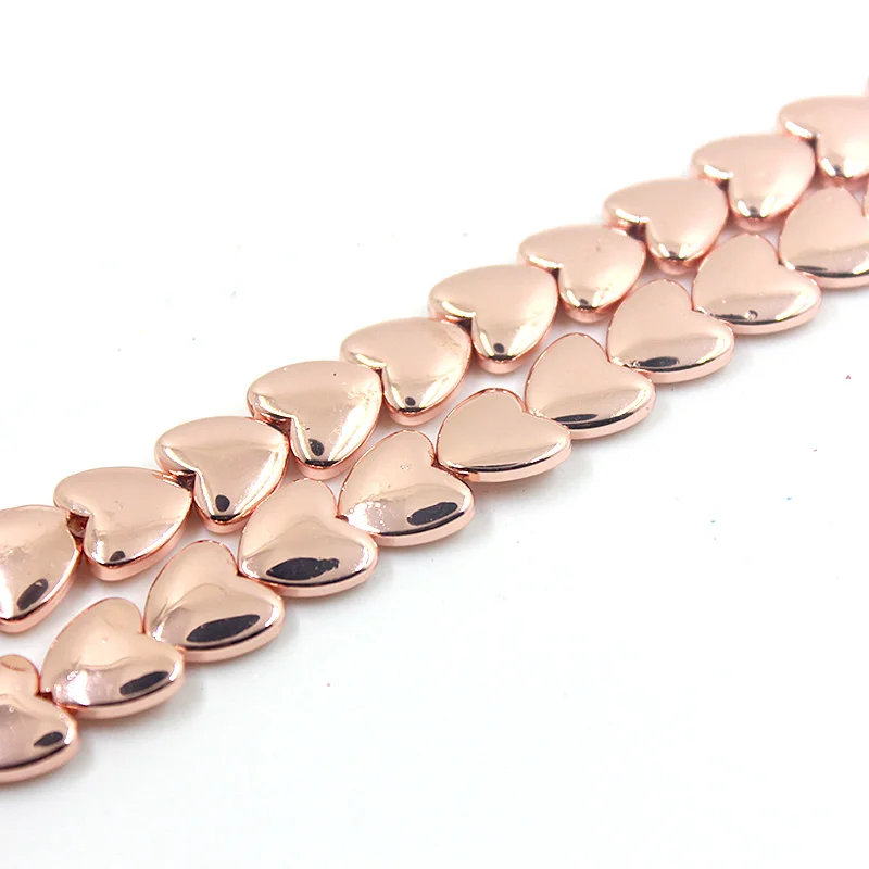 8mm12mm Color-coated Rose Gold Silver Color Hematite Love Heart Shape Loose Spacer Beads for Jewelry Making Bracelet CPHB1040