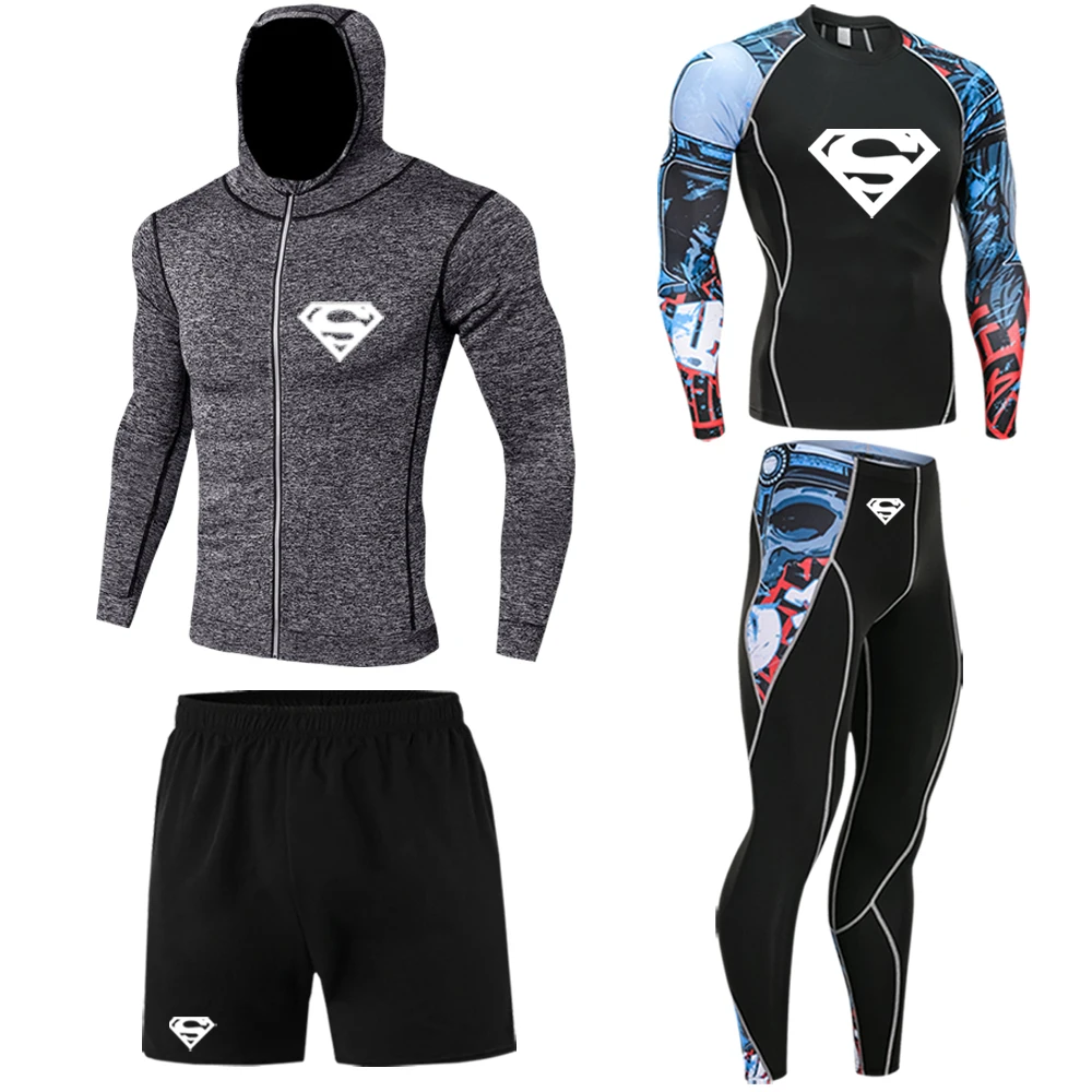 2022 Men's autumn and winter thermal underwear suits long-sleeved tops, sportswear, sports suits, fitness workout tights