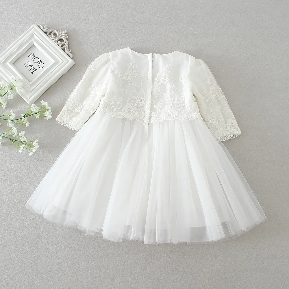 Newborn Baptism Dress For Baby Girl White Lace First Birthday Party Wear Cute Infant Toddler Girls Christening Gown Clothes 3-24