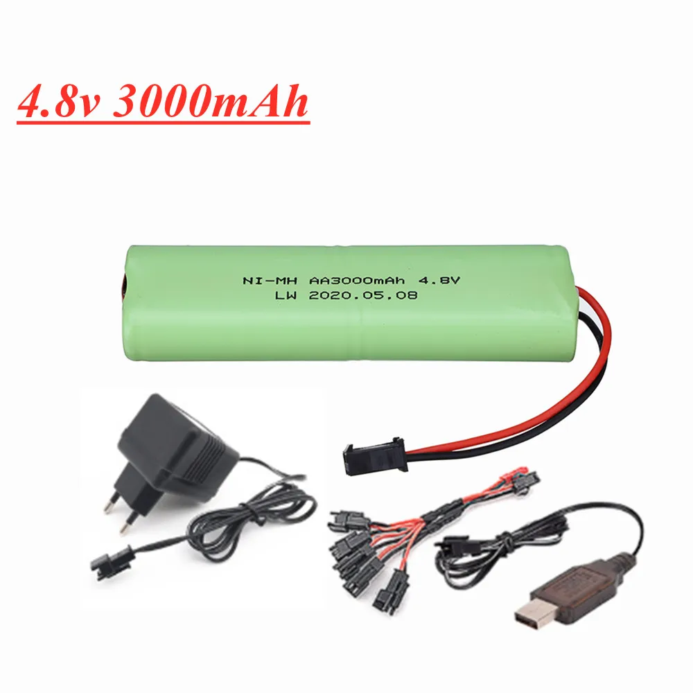 4.8 فولت 3000mah NiMH بطارية ل Rc لعب السيارات الدبابات الروبوتات قوارب البنادق 4.8 فولت بطارية قابلة للشحن 4 * AA بطارية