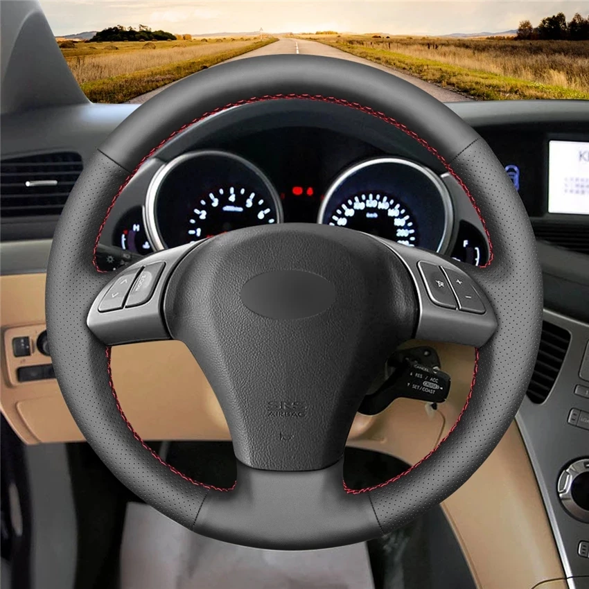 Black PU Faux Leather DIY Hand-stitched Car Steering Wheel Cover for Subaru Tribeca 2007-2014 B9 Tribeca 2006-2007