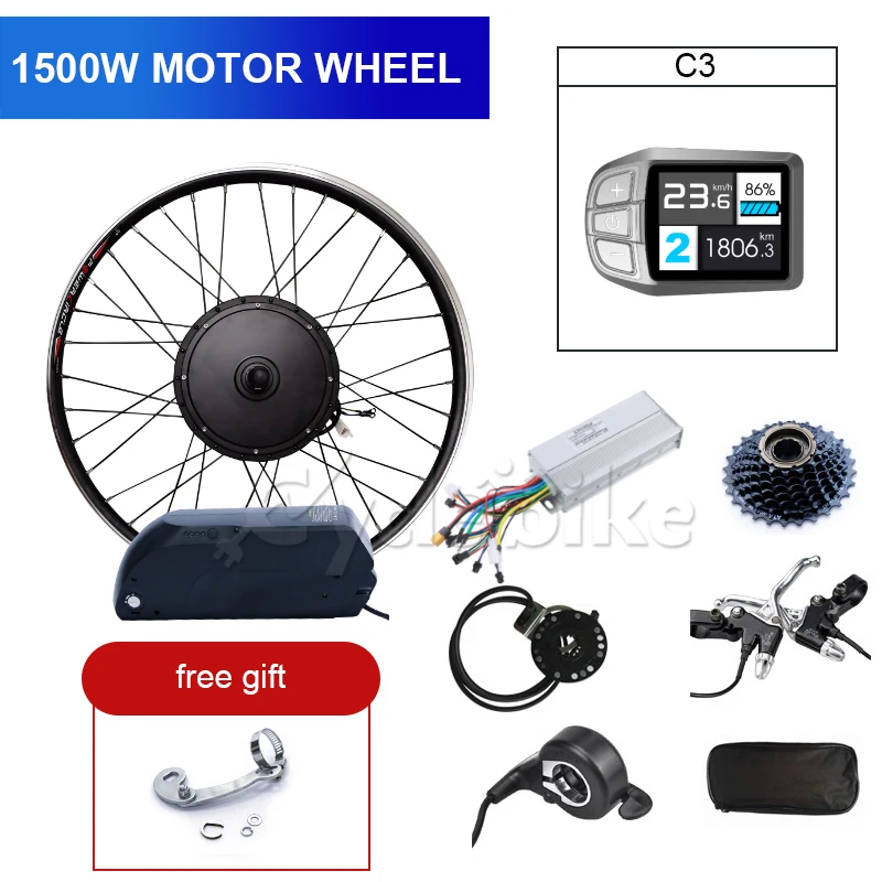 

High Power E Bike Kit 48v 1500W Electric Bike Conversion Kit With 48V 17AH Lithium Battery Pack