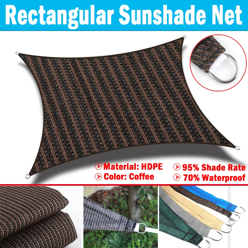 

Thicken HDPE Coffee Sun Shade Sail Outdoor ArcRectangle Shade Net Garden Terrace Canopy Swimming Pool Canopy Tent Car Awning