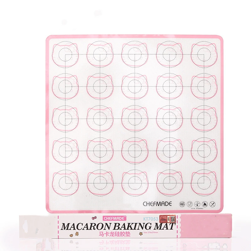 CHEFMAD Pink Macaron Biscuit Mat High Temperature Resistant Non-slip Silicone Mat Kneading Mat Kitchen Baking