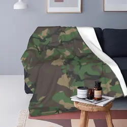 Jungle Camouflage Fleece Throw Blanket Army Military Camo Blanket for Bed Couch Lightweight Plush Thin Quilt