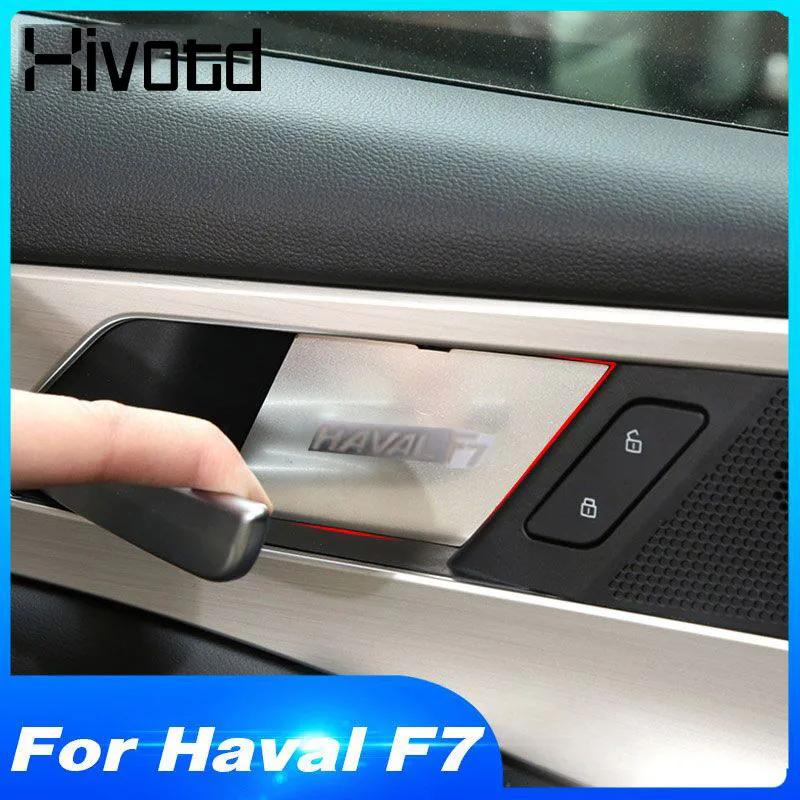 Hivotd For Haval F7 F7X 2023 Car Inner Door Handle Bowl Cover Sticker Decoration Stainless Steel Interior Moulding Accessories