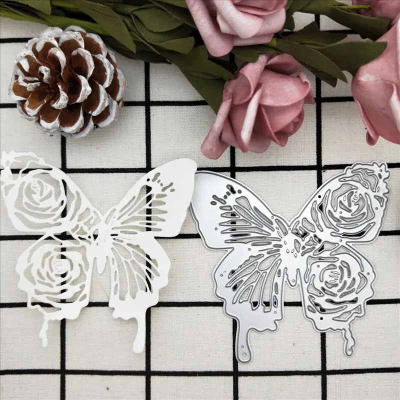 Rose edge butterfly wykrojniki duże rozmiary Scrapbooking na karta ślubna dokonywanie DIY tłoczenie cięcia nowy wzór rzemiosła