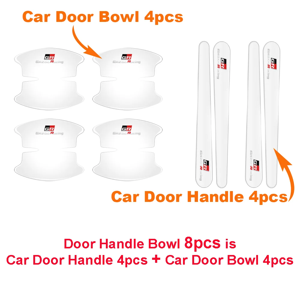 4 pezzi Car Styling Auto maniglia della porta ciotola Scratch protettivo cristallo epossidica silicone adesivi trasparenti per Toyota GR GAZOO Racing