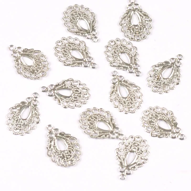 19x12.5mm Gold/Silver Antique Filigree Wraps Flower Connectors for Jewelry Findings Making Scrapbooking Metal Crafts ykl0778