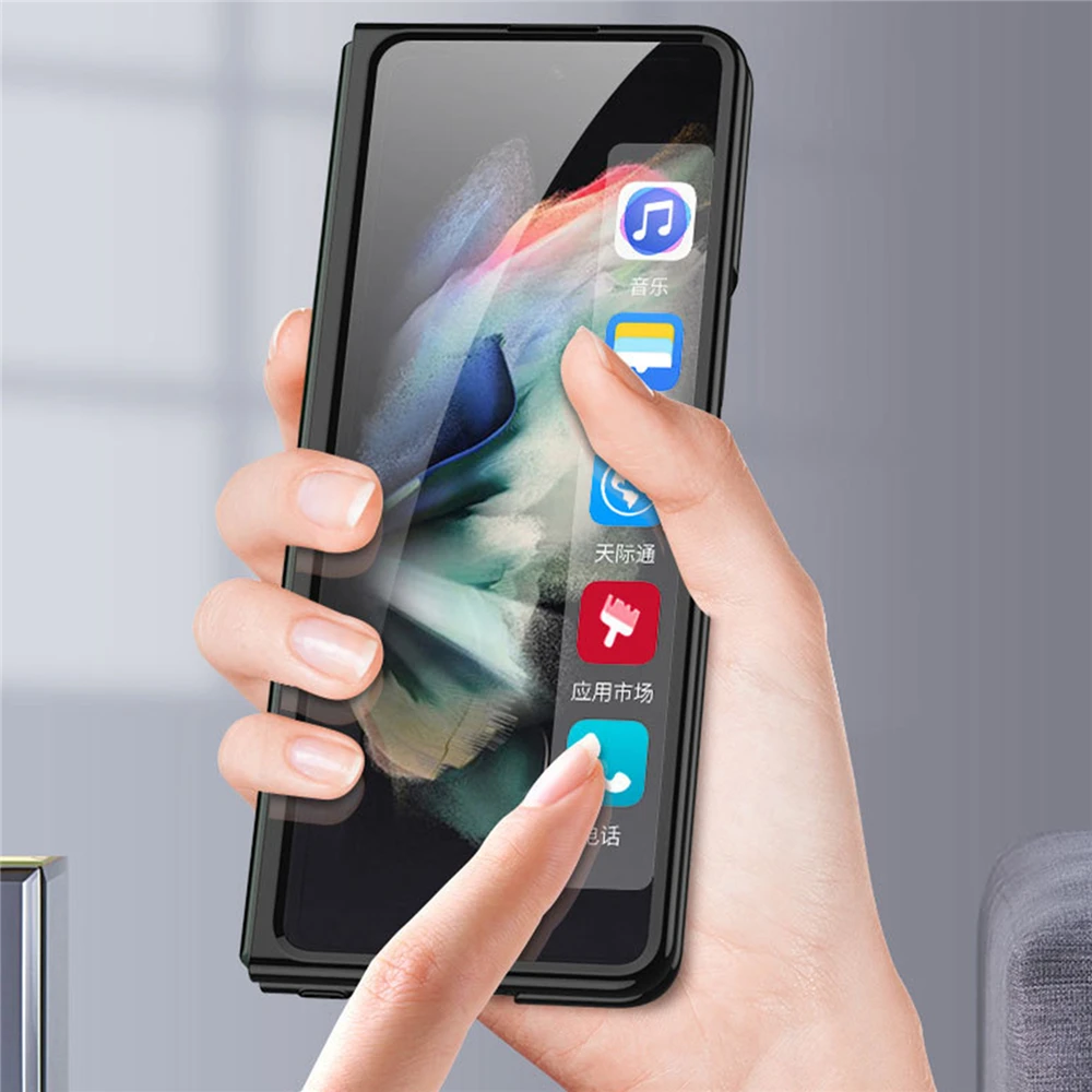 For Samsung Case Galaxy Z Fold 3 5G Cover Plating Transparent Phone Case Shockproof Back Cover