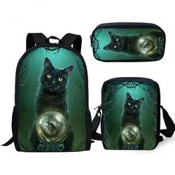 Cartoon 3pcs/set Gothic Cat School Bags for Girls&Boys Orthopedic Backpack Schoolbag In Primary Students Kids Mochilas