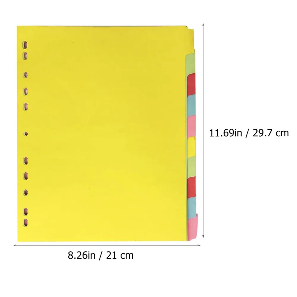 Dividers Holes Labels Binder Tabs Page Indexing Divider A4 Category Organizer Paper Colored Plastic Folder Subject Sorter