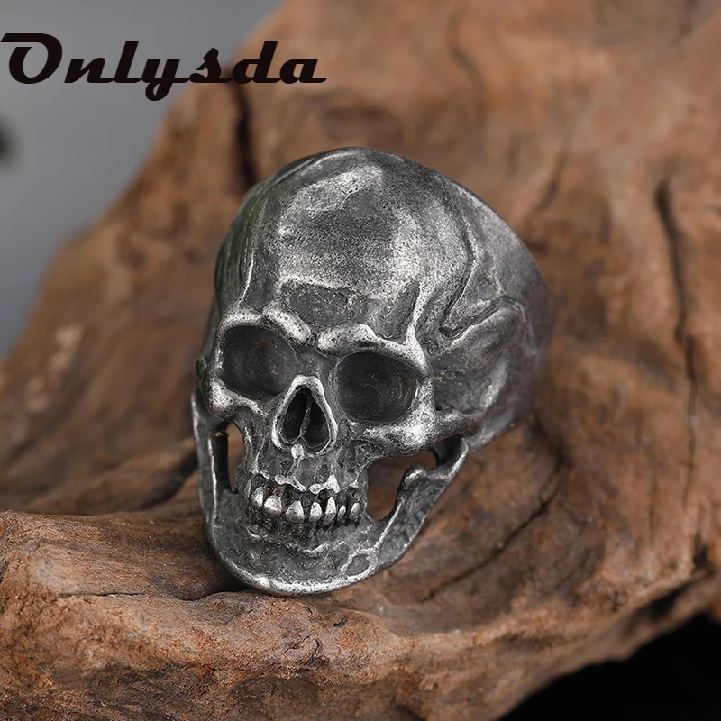 Dropshipping Men's Calvarium Skull Ring Gothic 316L Stainless Steel Biker Ring Motorcycle Band jewellery Party Gift OSR803