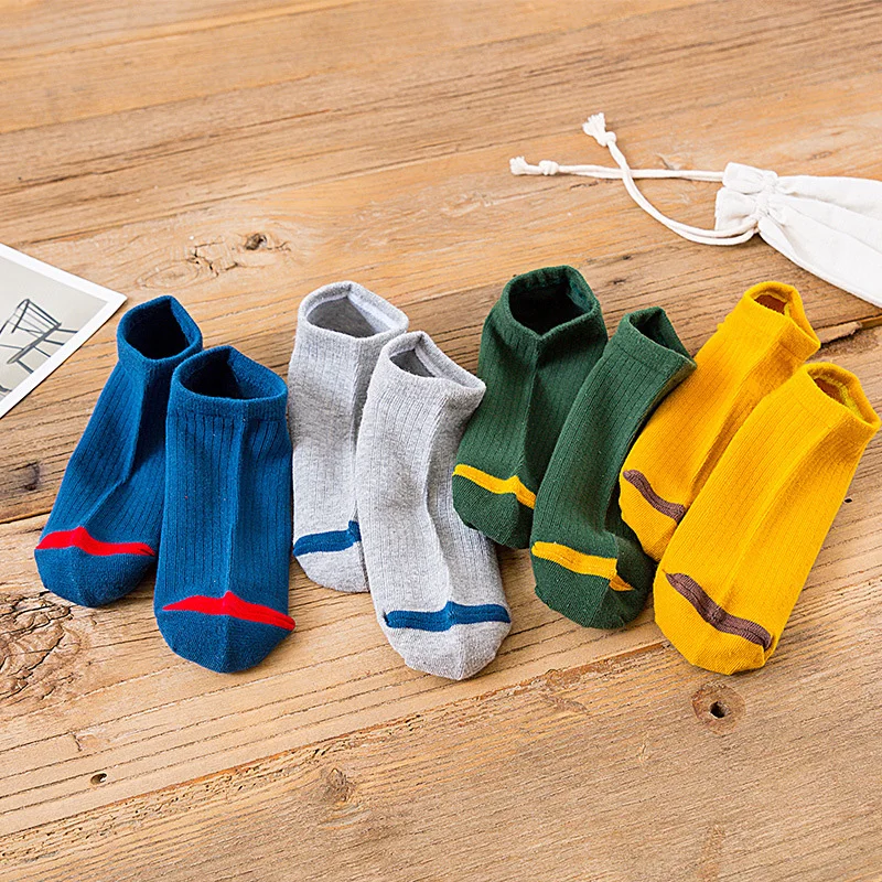 5 Pairs Men Socks Breathable Sports Patchwork Color Boat Socks Comfortable Cotton Ankle Socks Men's Socks Summer Socks