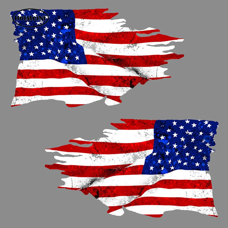 USA TATTERED Flag Car Stickers Rearview Mirror Sticker 2 Pack MIRRORED American Bumper 3D Waterproof Vinyl Decal Car Accessories