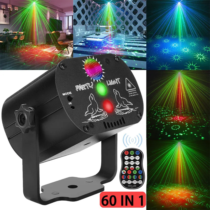 

60 pattern red green laser disco light 5V colorful led stage light laser projection beam strobe light ktv dj holiday party light