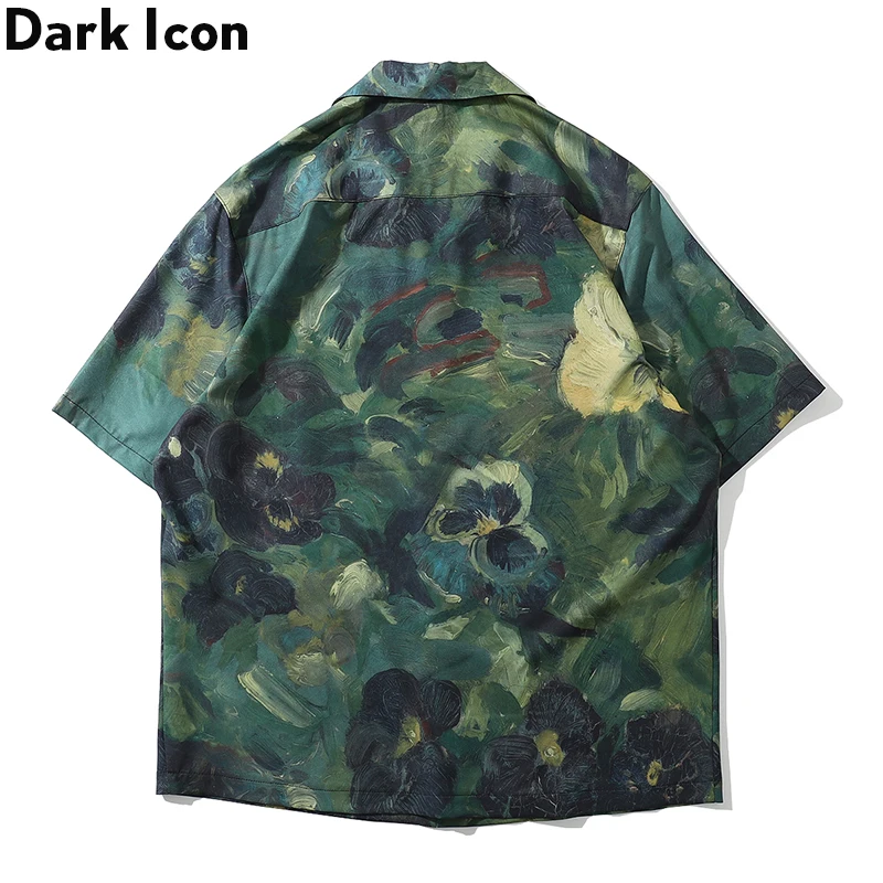 Dark Icon Hand Malen Volle Gedruckt Hawaiian Shirts Männer 2020 Sommer Straße männer Hemd