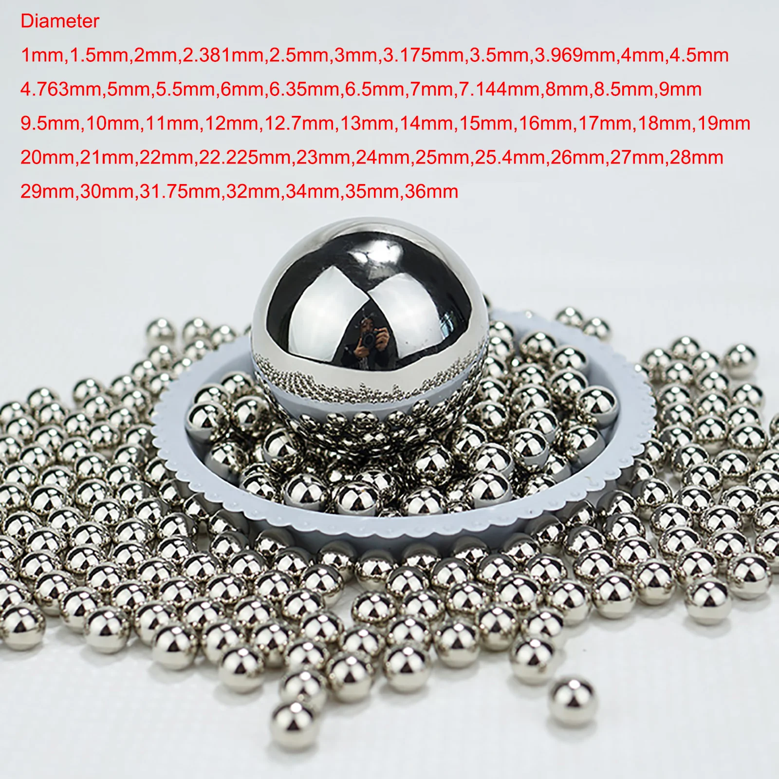 

Solid 304 Stainless Steel Ball High Precision Bearing Balls Smooth Ball Diameter 1/1.5/2/2.381/2.5/3/3.175/3.5/3.969/4/4.5-36mm