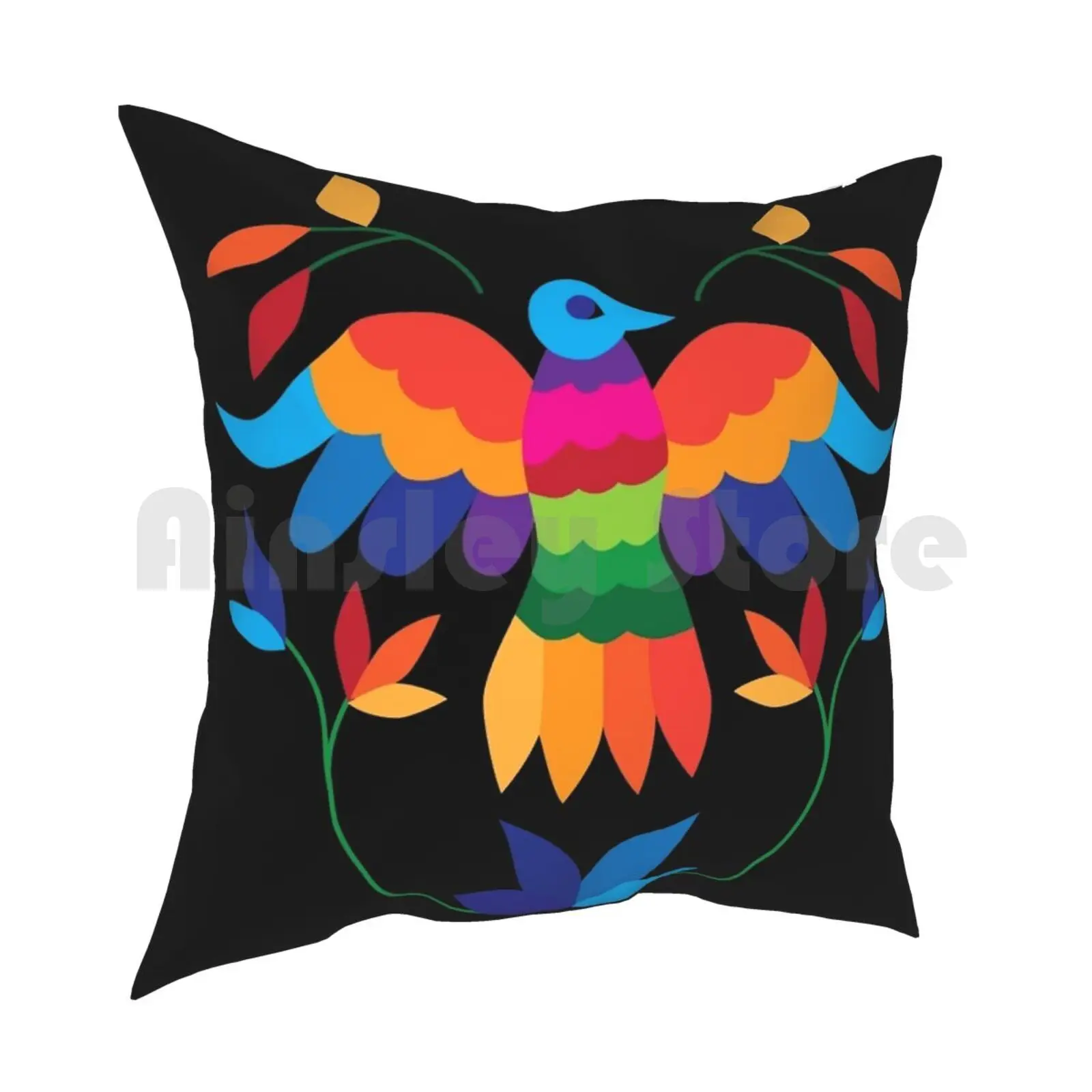 Pajarito Otomi Pillow Case Printed Home Soft Throw Pillow Otomi Mexico Mexican Flowers Pattern Colorful Culture Huichol