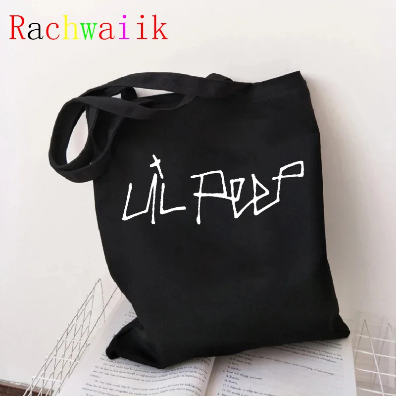 Bolso de compras de Hip Hop Lil Peep, bolso de lona con gráfico, bolso de compras Harajuku, bolso de hombro para mujer, bolso ecológico Ulzzang Harajuku Y2k