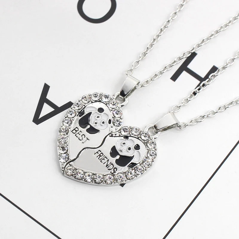 Animal Panda Rhinestone Pendant Necklace for Women Girls Cute Panda Friendship BFF Choker Necklace Jewelry Accessories Gift