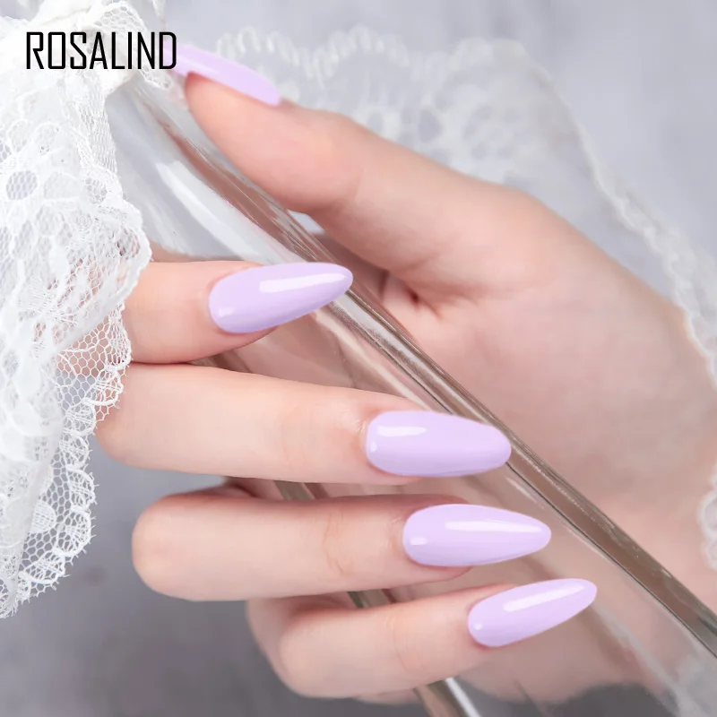 ROSALIND 7ML เล็บเจล Hybrid เคลือบกึ่งถาวรเล็บ Art Manicure Base Matt Top Coat Macaron สีบริสุทธิ์ UV เล็บเจล