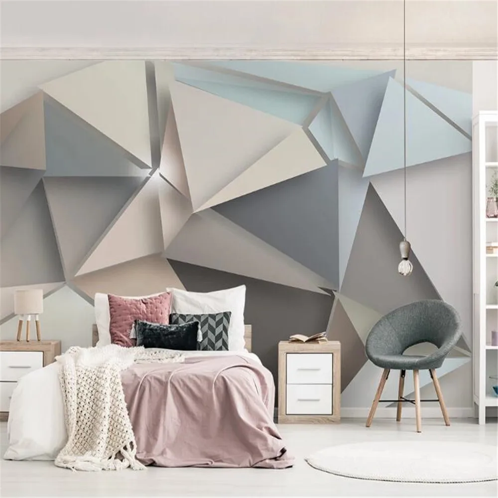 Milofi custom large wallpaper mural modern minimalist style 3d three-dimensional triangle TV background wall