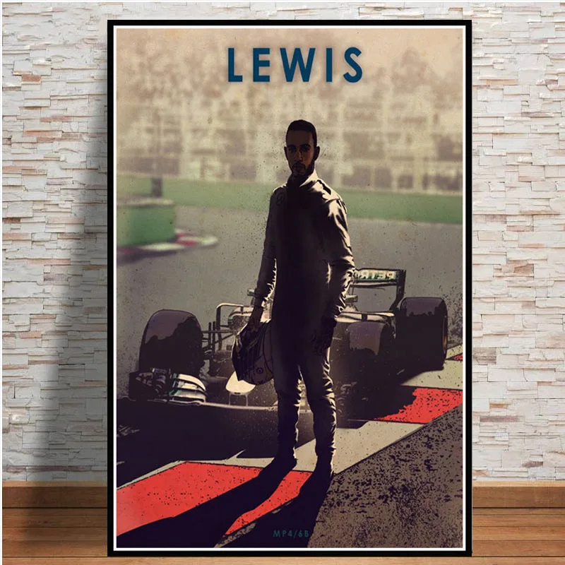 حار F1 سائق أيرتون سينا كين مايكل نيكي ريتشارد خمر الفن اللوحة جدار صور غرفة المعيشة ديكور المنزل رباعية كوادروس