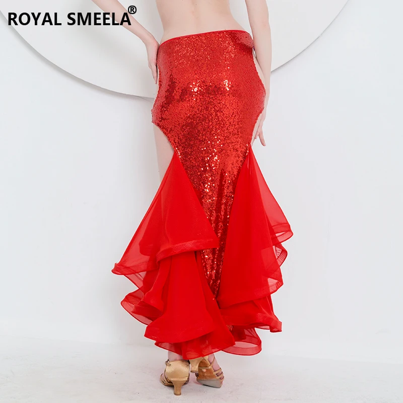 Sexy Sequins Mermaid Skirt Belly Dance Costume Wrap Belly Dance Skirt For Women Slit Belly Dancing Skirt long performance skirt