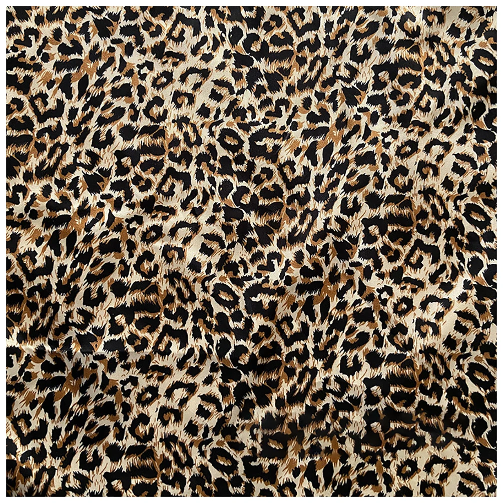 Leopard Print Satin Fabric Sewing Craft Material Silky Soft Cloth Fabric For Scarf Lining Diy 50cmX150cm