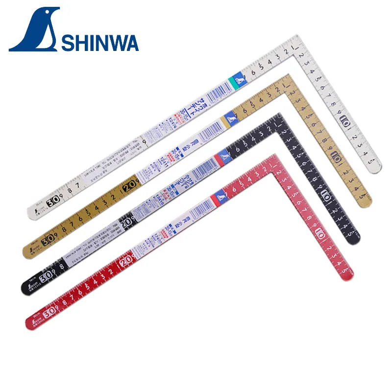 Pinguim Shinwa Carpenter Quadrados Curva Régua 30*15cm Ângulo Reverso Escala 12400 12416 12411 12476