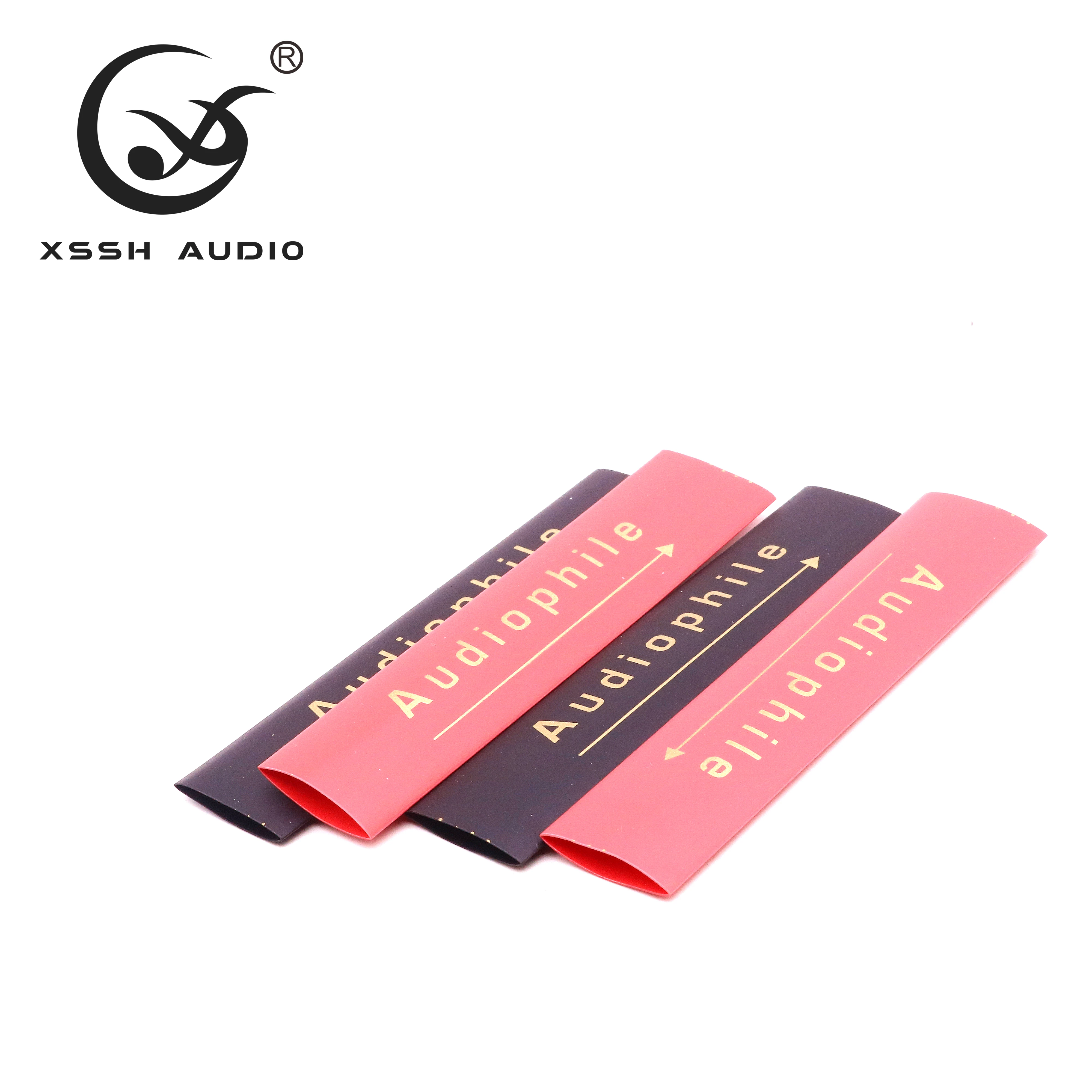 20 pz 8mm 13mm diametro rosso nero XSSH Audio YIVO codice PVC stampa a colori oro logo frecce tubo termorestringente in gomma siliconica
