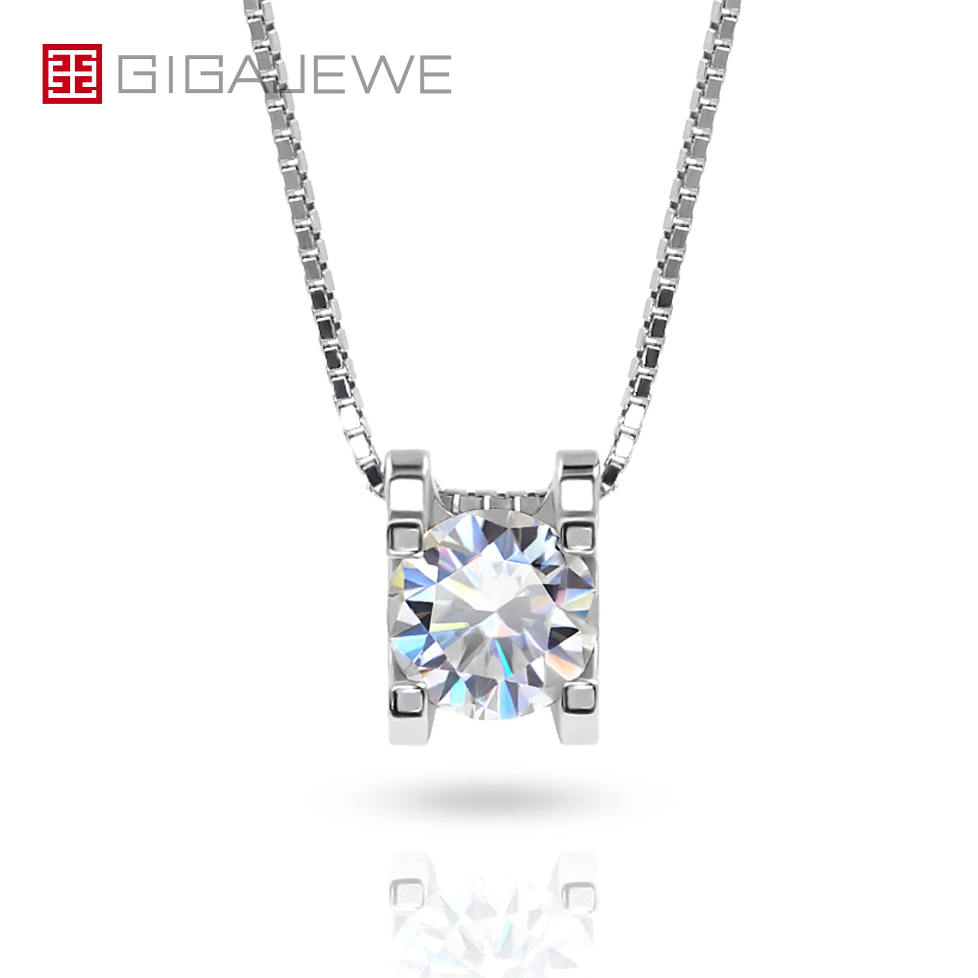 

GIGAJEWE 0.6ct 5,5 мм D Цвет Круглый 18K белое золото покрытием S925 серебро Moissanite ожерелье кулон алмаз тест прошла жена подарок