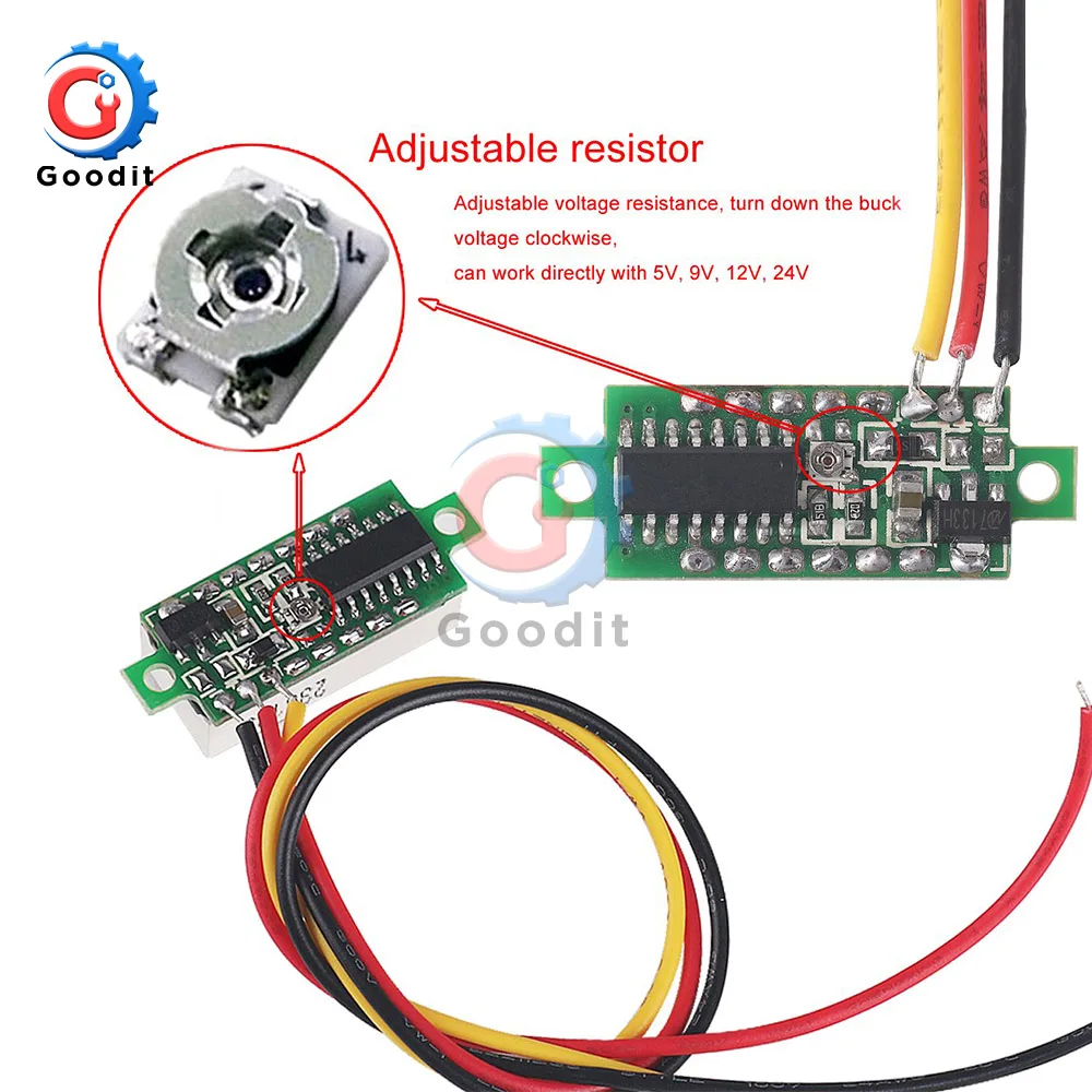 DC 0-100V LED Display Digital Mini Gauge voltage meter Voltmeter 3-Wire Panel Voltmeter Meter 0.28 inch Detector Monitor Tools