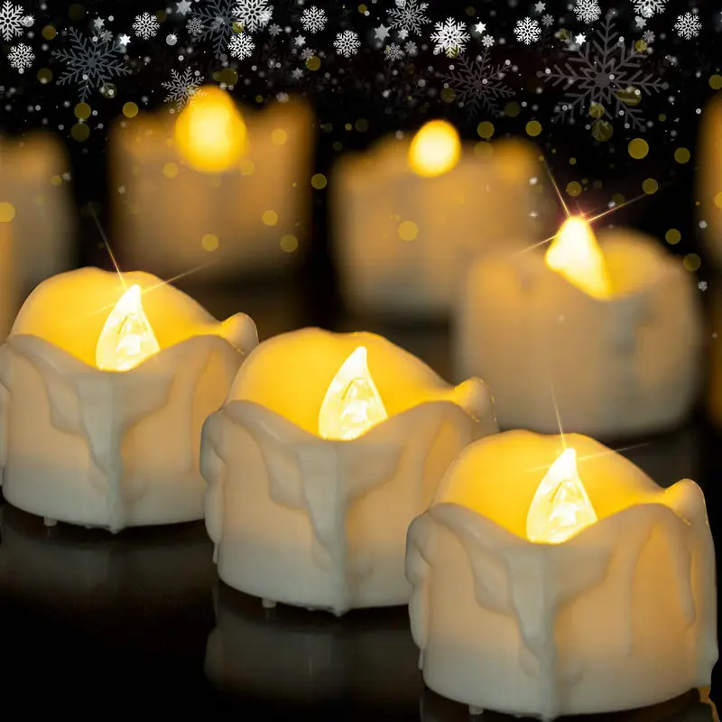 Set of 6 LED Rechargeable Wax Dripped Tea Light Flameless Votive Candle Lamp 7keys Remote controller w/Timer Home party Lights