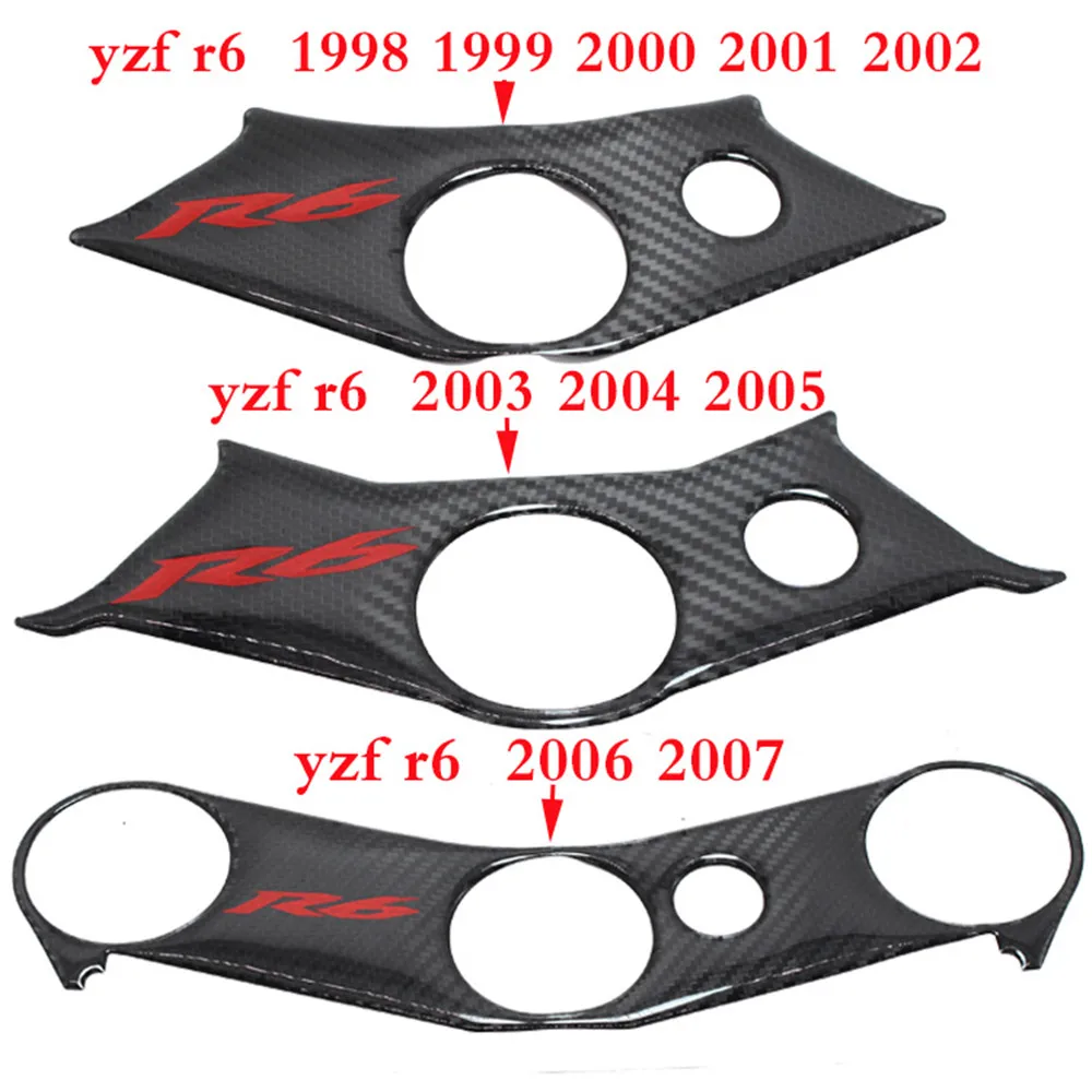 3D Motorcycle Carbon Fiber Pattern Top Triple Clamp Yoke Sticker Case for Yamaha YZF R6 YZFR6 YZF600 R6 1998-2007