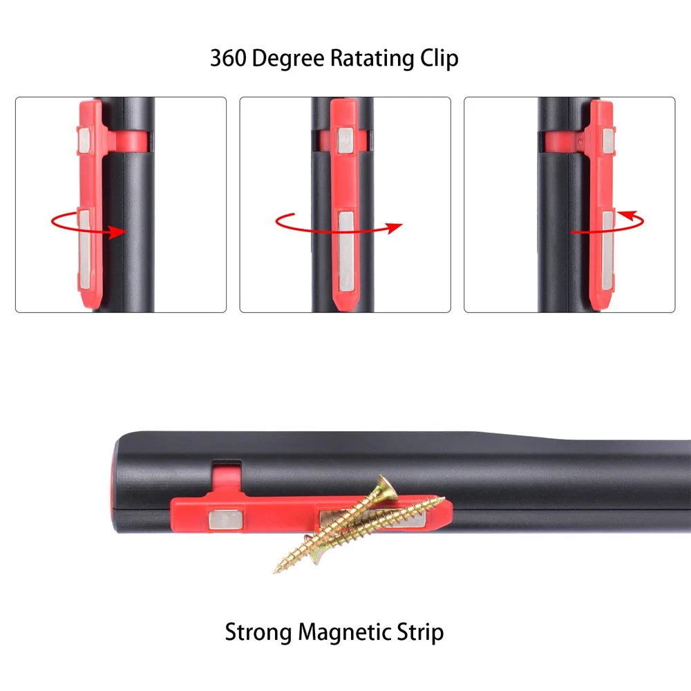 COB LED Work Light USB Rechargeable Flashlight Mechanic Inspection Lamp Portable Hand Pocket Pen Floodlight Magnet Clip Camping