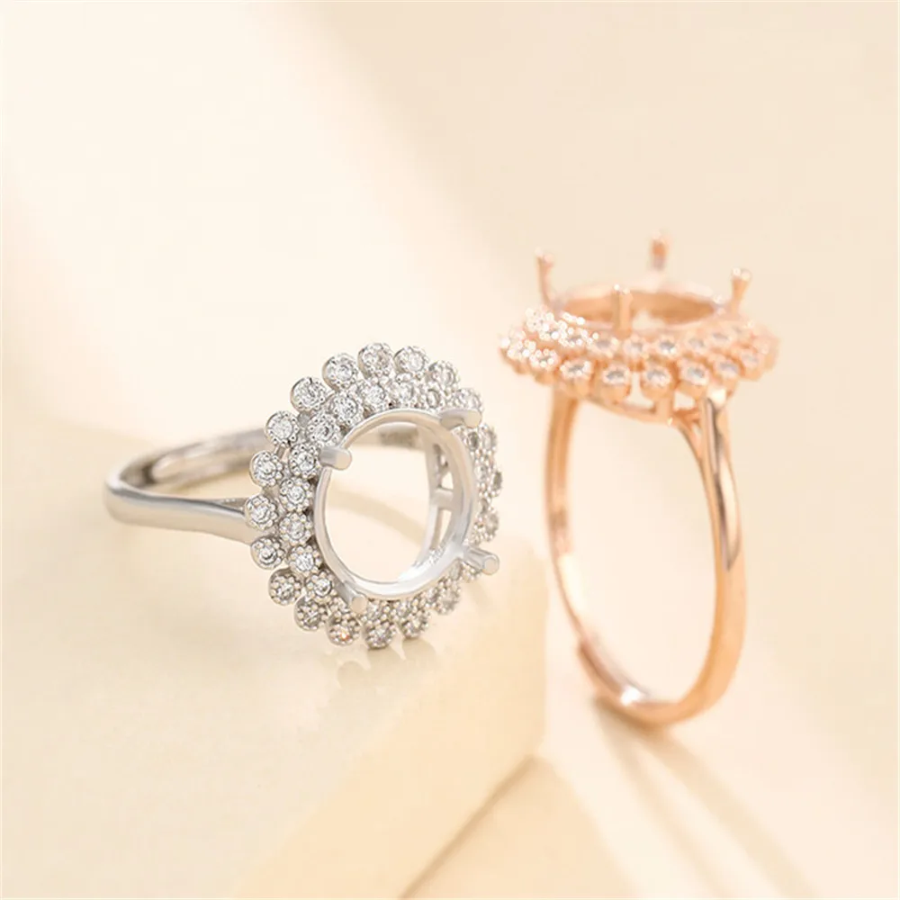 Ring Blank for 3mm/4mm/5mm/6mm/7mm/8mm/9mm/10mm Round Cabochons Ring Setting Gold Plated 925 Silver Zircon Adjustable Ring