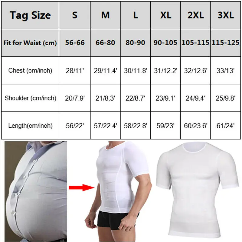 Classix Men Body Toning T-Shirt Body Shaper Corrective Posture Shirt Slimming Belt Belly Abdomen Fat Burning Compression Corset