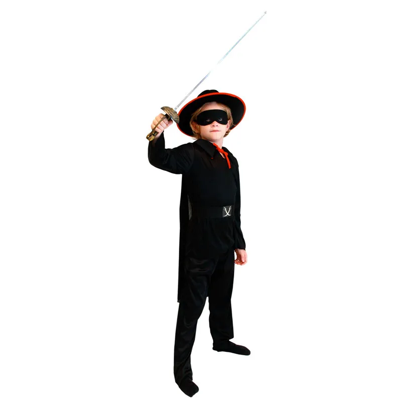 Umorden Purim Giorno Dei Bambini Costumi di Halloween per I Bambini Del Bambino Dei Ragazzi Nero Mascherato Cavaliere Hero Zorro Costume Cosplay Infantil