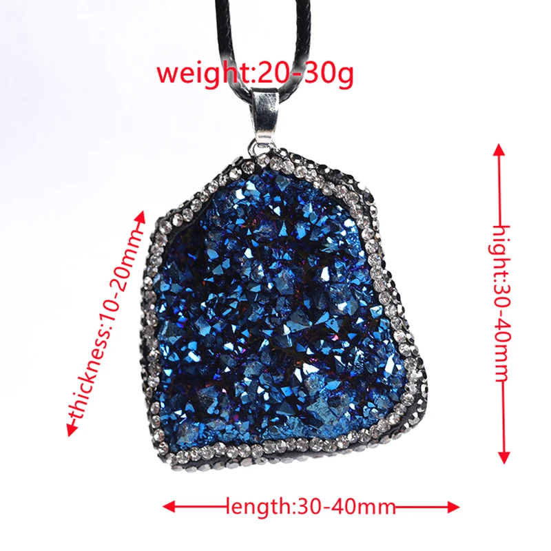 100% Natural Crystal Cluster Stone Pendant Electroplate Colorfull Rock Mineral Specimen Quartz With Men Women Jewelry Gift 1PC