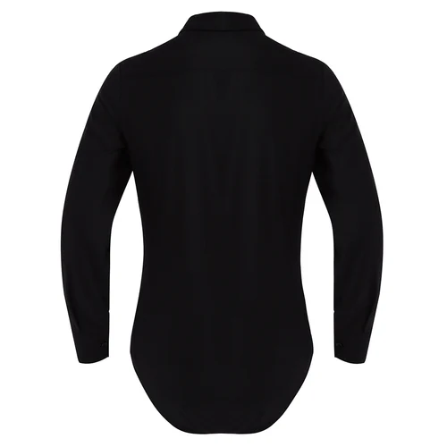 Imagen 2 del producto Camisa de baile de una pieza de manga larga para hombre, traje de baile latino moderno con botones y cuello vuelto, Tops, trajes de baile