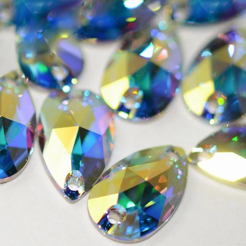 6A Crystal Strass Fashion Shiny Sewing Stones Tear Drop Sew On Rhinestones For Craft Dress decoration bags garment shoes