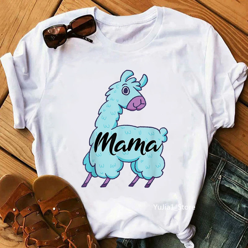 2021 Diskon Besar Llama dengan Kemalasan Gambar Binatang Kaos Oblong Wanita Hadiah Selamat Natal Anak Perempuan Kaos Oblong Wanita Pelangi Atasan Wanita