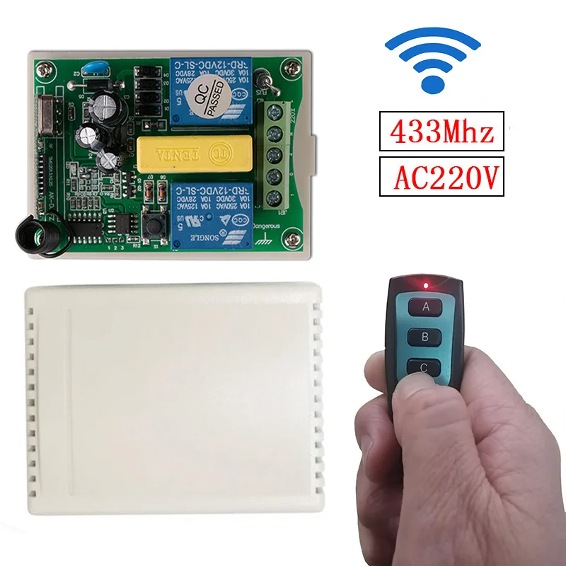 

433 Mhz Wireless Remote Control AC220V 2CH Universal Rf Relay Receiver&Transmitter For tubular motor Garage door and Gate Motor