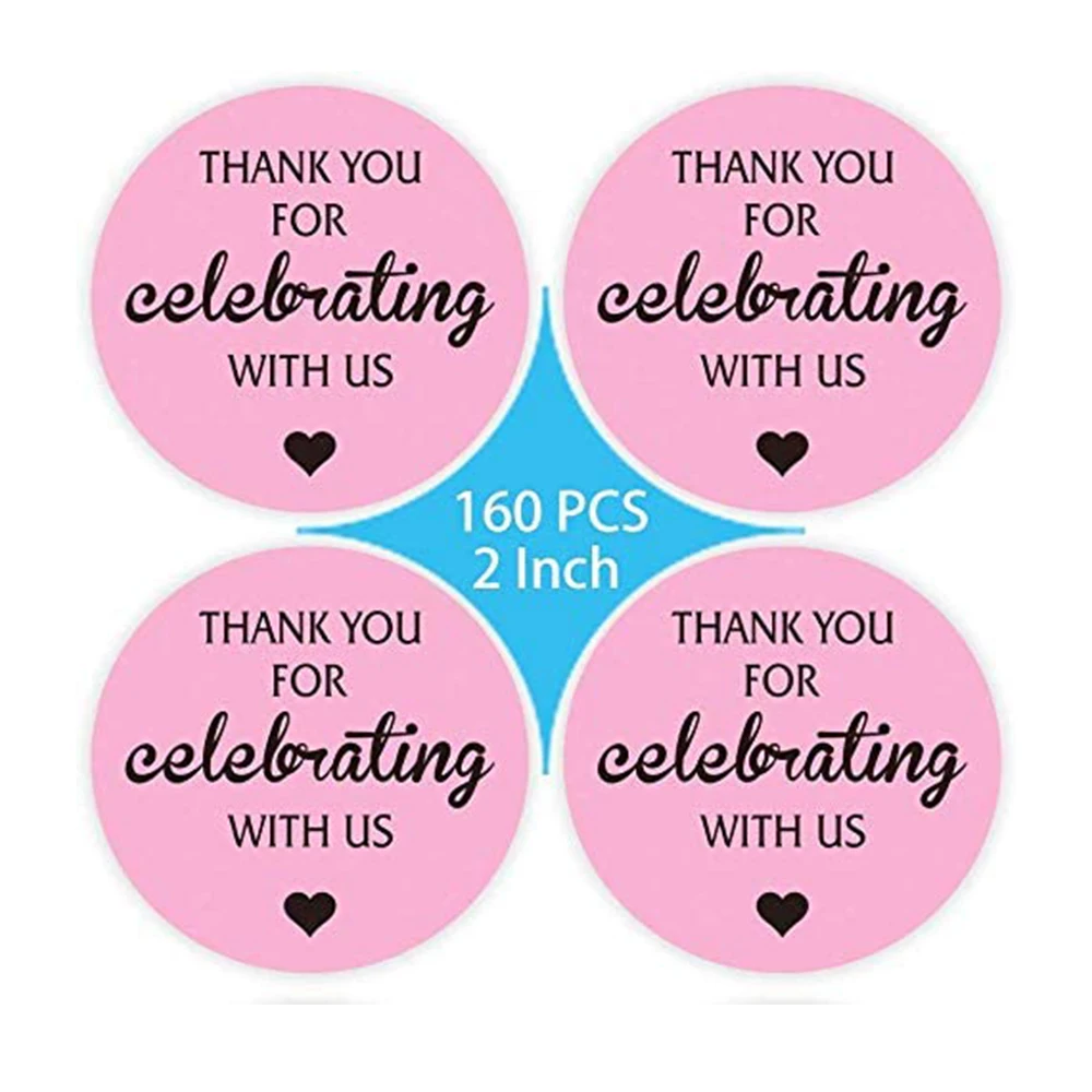 Thank You for Celebrating with Us Stickers for Baby Bridal Wedding Shower, Anniversary Celebration, Graduation ,Christmas